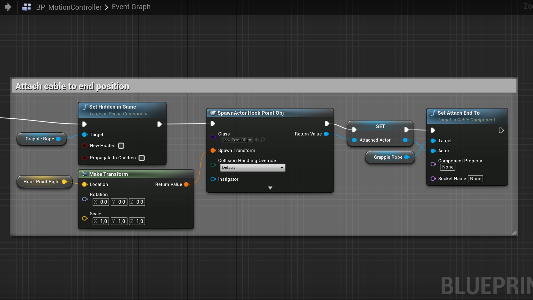 Attach cable to end position
